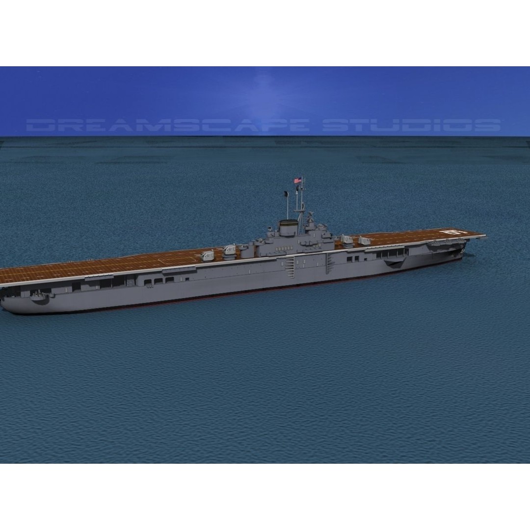 USS Lexington 3D Model – Essex Class Aircraft Carrier, Rigged & Textured - View 11