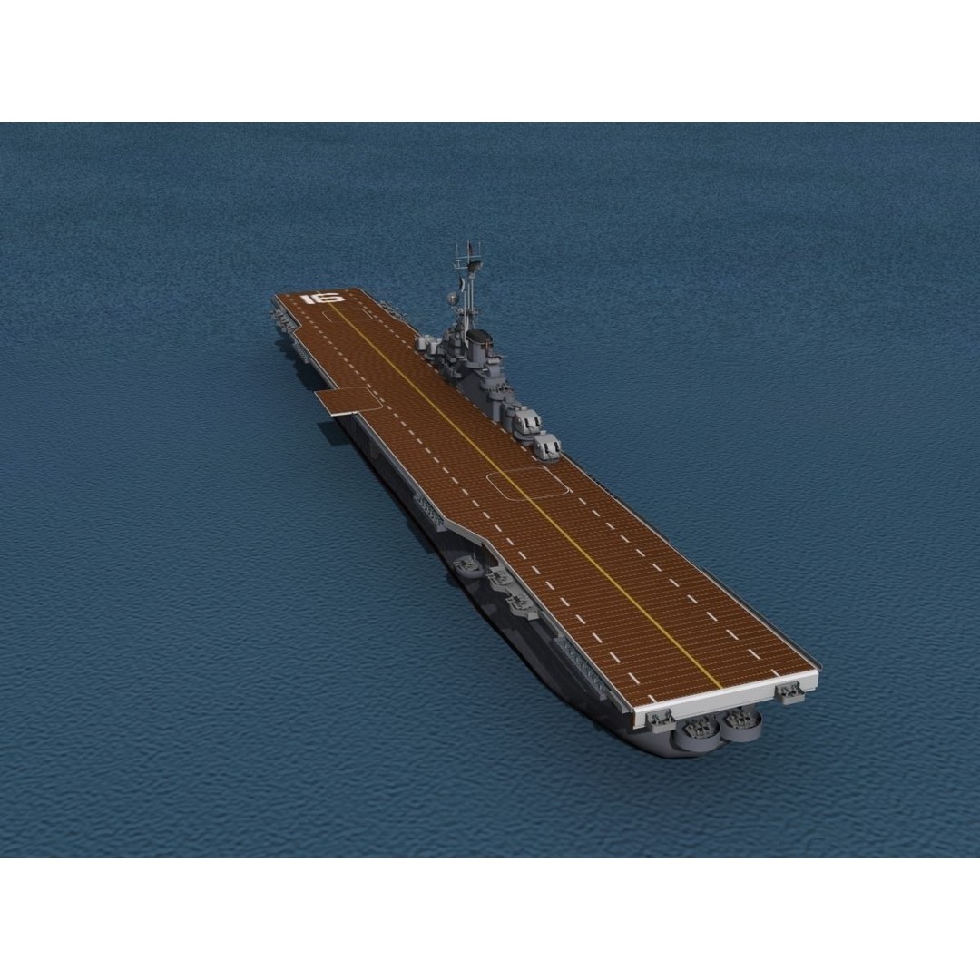 USS Lexington 3D Model – Essex Class Aircraft Carrier, Rigged & Textured - View 13