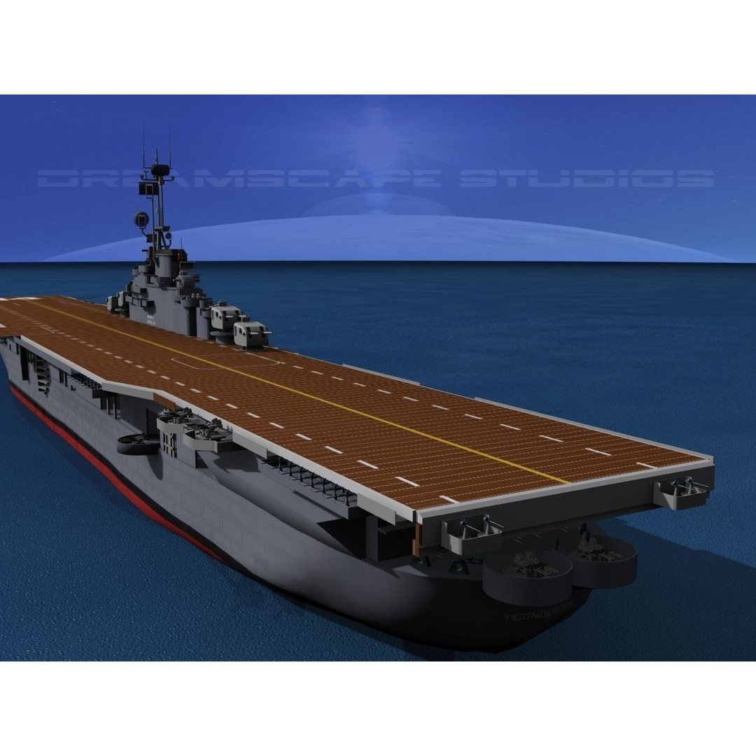 USS Lexington 3D Model – Essex Class Aircraft Carrier, Rigged & Textured - View 7