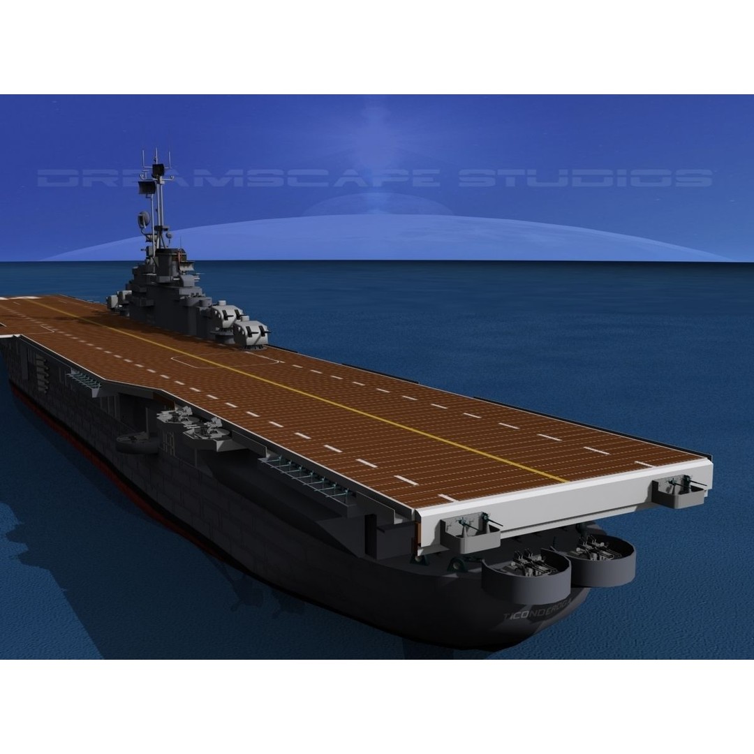 USS Lexington 3D Model – Essex Class Aircraft Carrier, Rigged & Textured - View 8