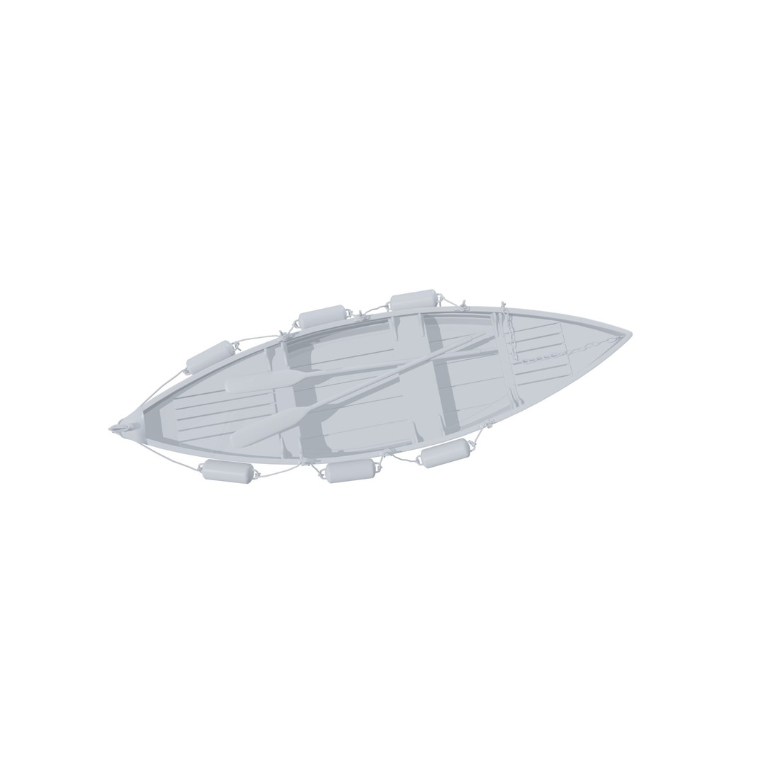 Boat 3D Model – High Poly Watercraft with Oars, FBX, PBR - View 19