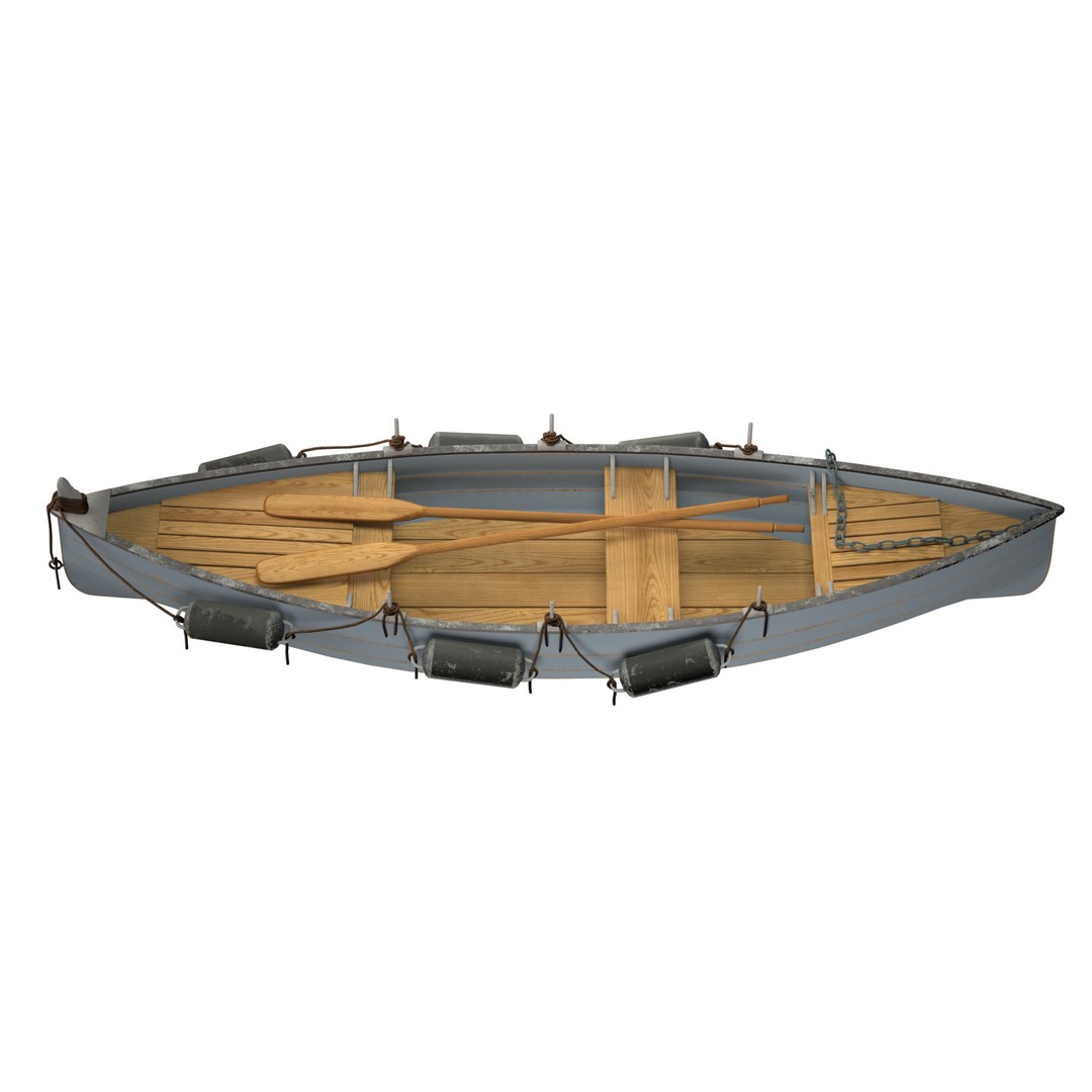 Boat 3D Model – High Poly Watercraft with Oars, FBX, PBR - View 5
