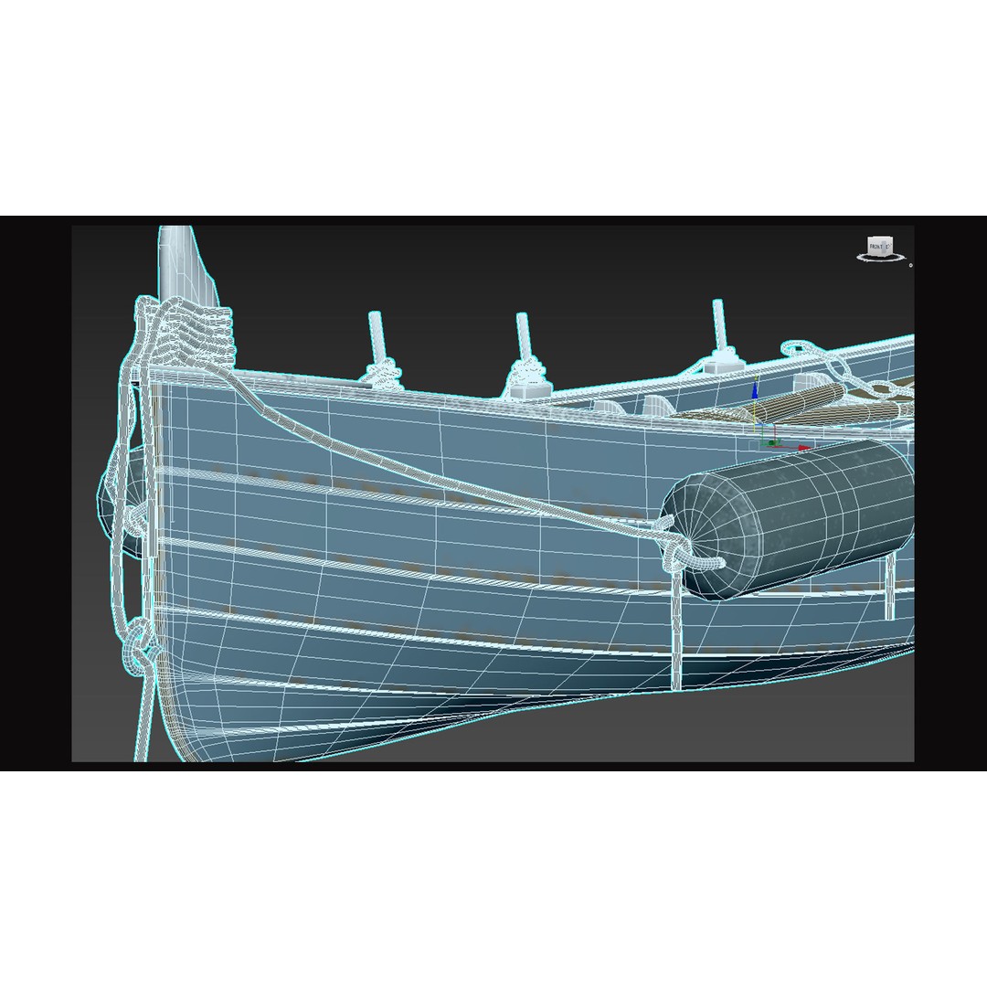 Boat 3D Model – High Poly Watercraft with Oars, FBX, PBR - View 8