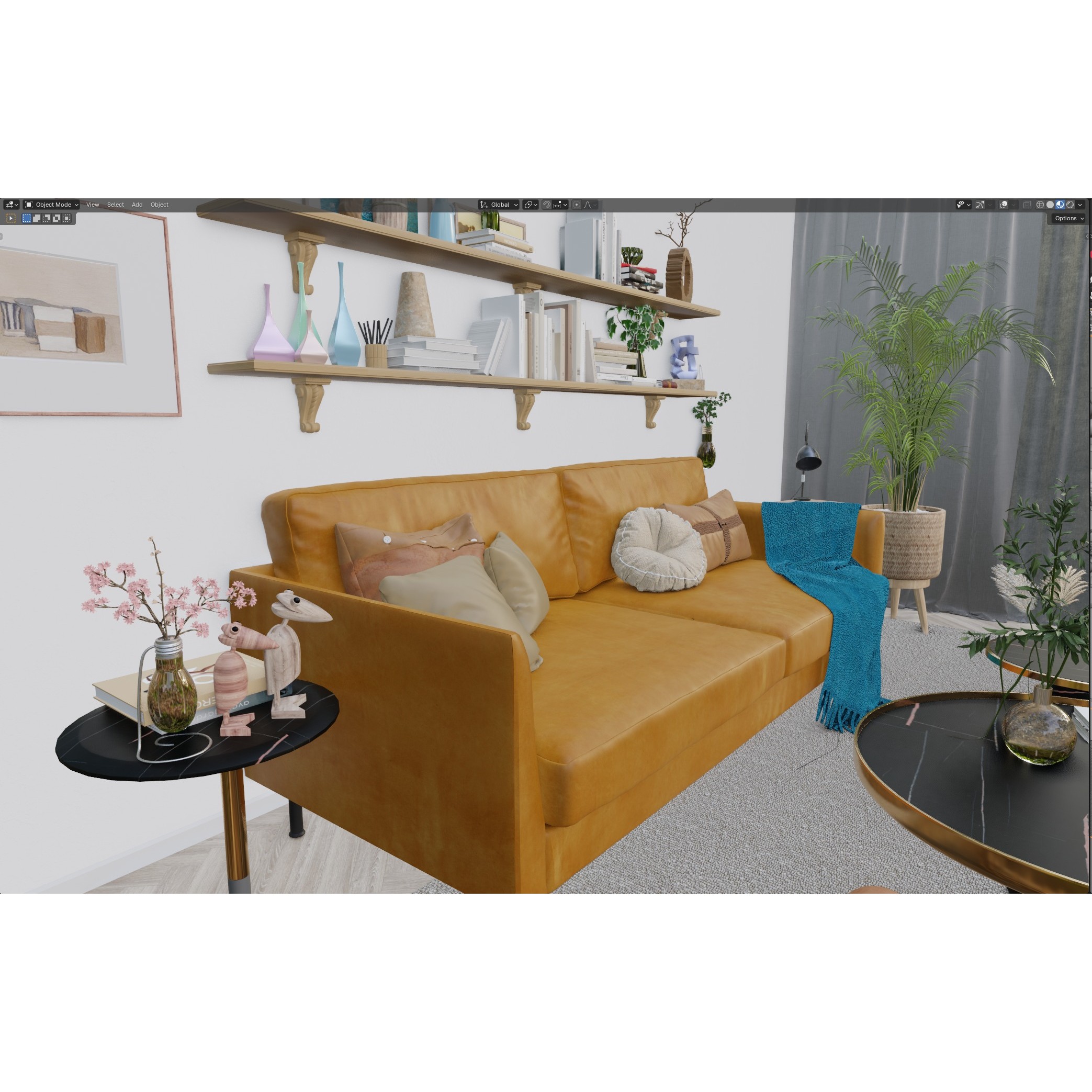 Modern Living Room Interior - 3D Model - View 4