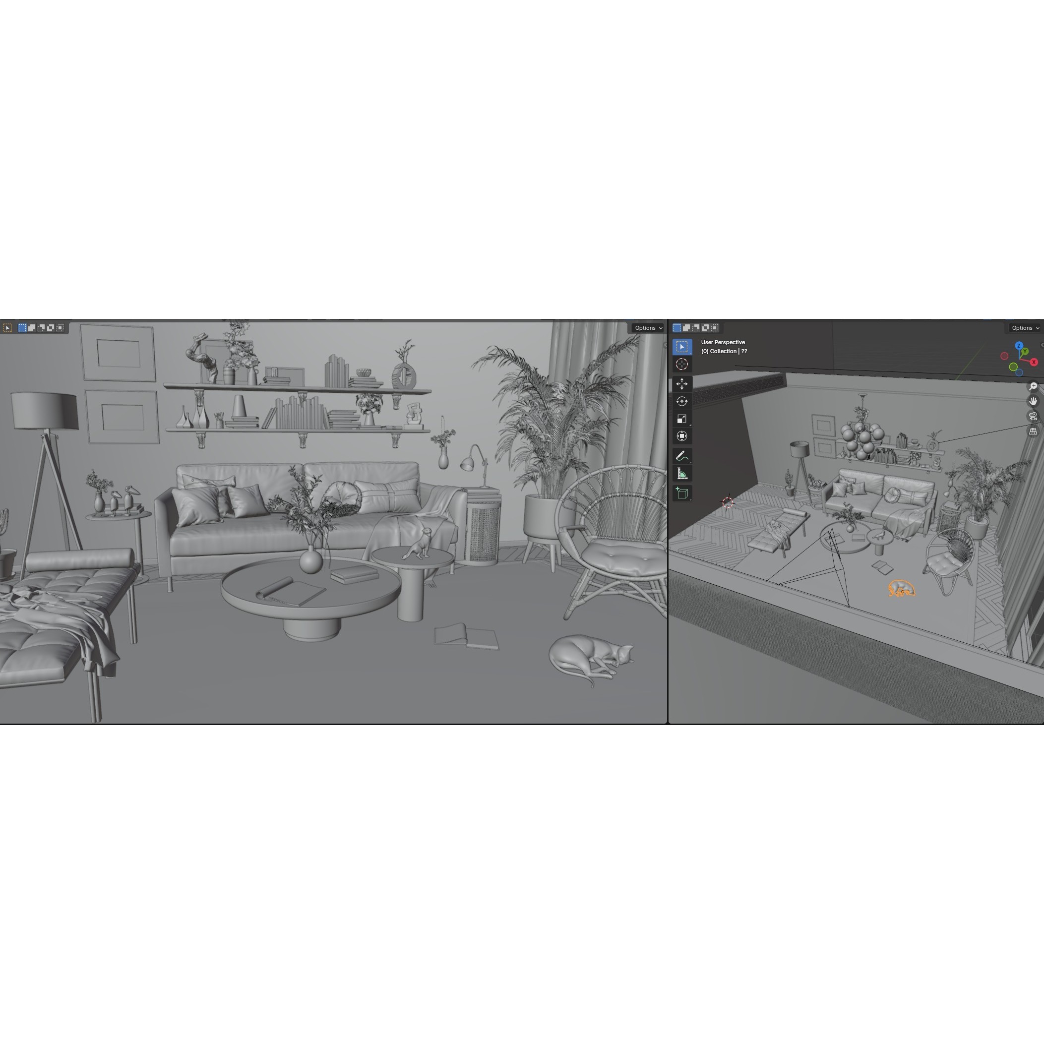 Modern Living Room Interior - 3D Model - View 6