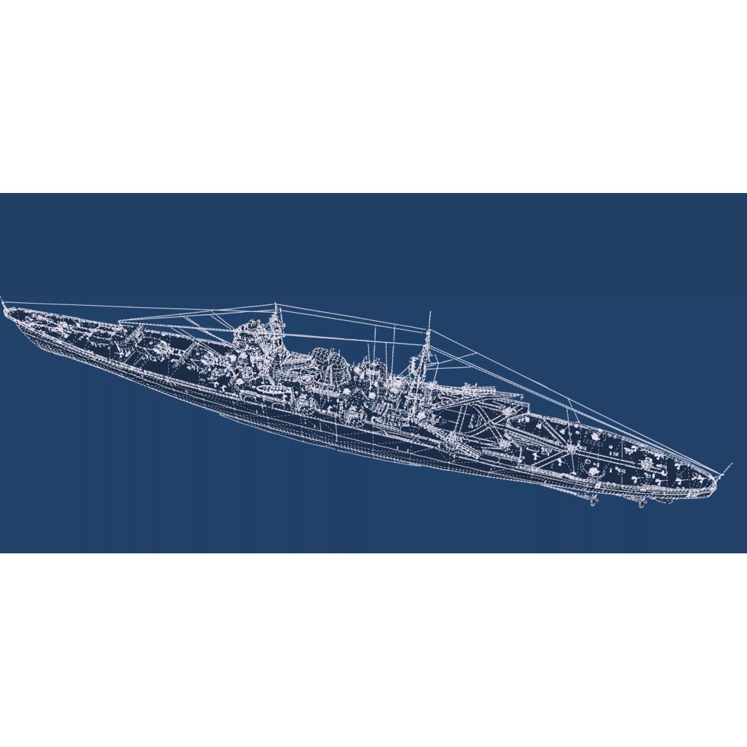 WW2 Japanese Navy Heavy Cruiser 3D Model – Detailed Military Vessel, OBJ, FBX
