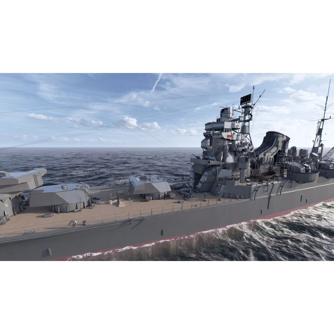 WW2 Japanese Navy Heavy Cruiser 3D Model – Detailed Military Vessel, OBJ, FBX - View 11