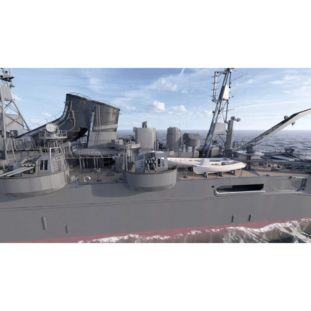 WW2 Japanese Navy Heavy Cruiser 3D Model – Detailed Military Vessel, OBJ, FBX - View 13