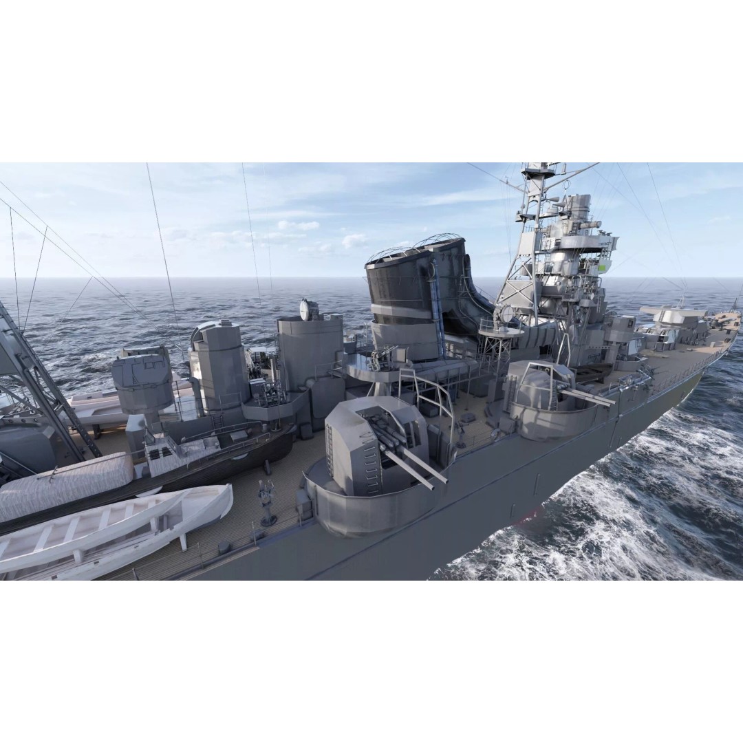 WW2 Japanese Navy Heavy Cruiser 3D Model – Detailed Military Vessel, OBJ, FBX - View 21