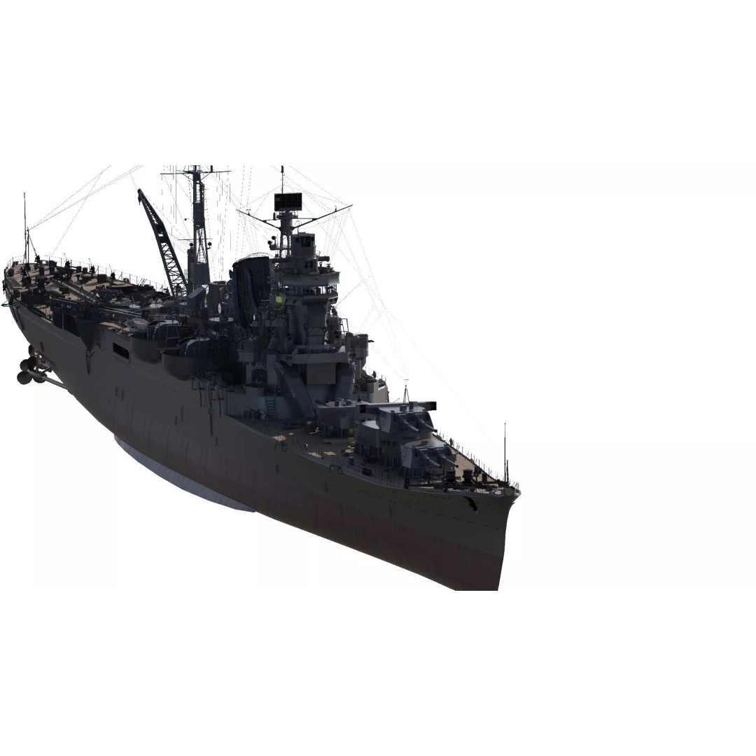 WW2 Japanese Navy Heavy Cruiser 3D Model – Detailed Military Vessel, OBJ, FBX - View 3
