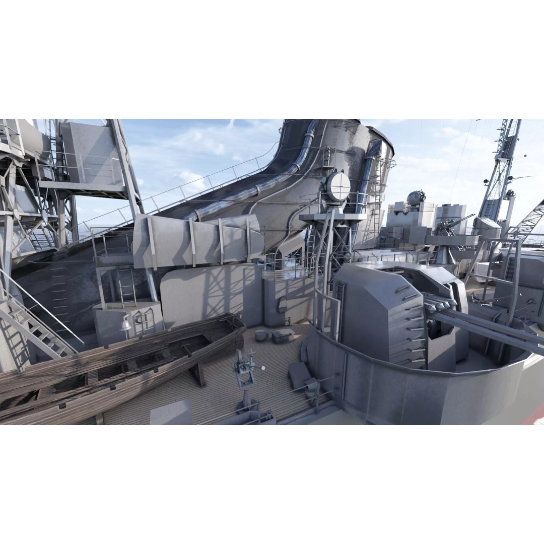 WW2 Japanese Navy Heavy Cruiser 3D Model – Detailed Military Vessel, OBJ, FBX - View 35
