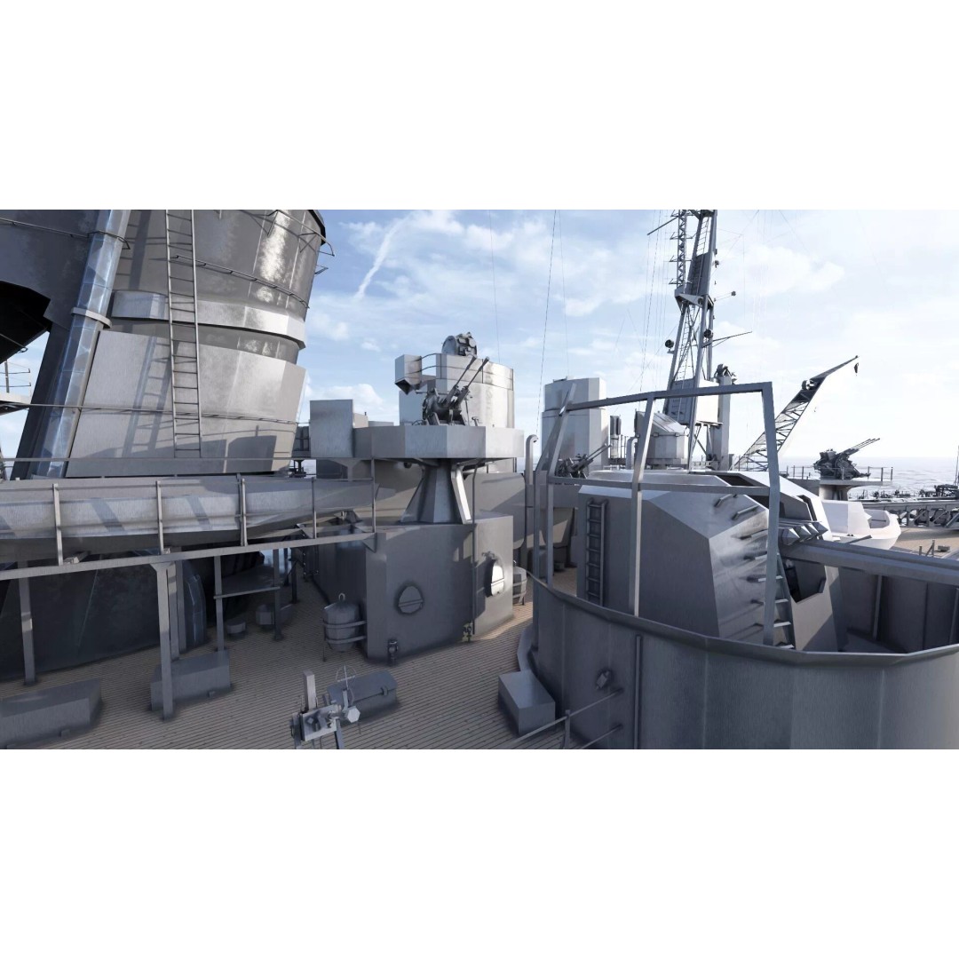 WW2 Japanese Navy Heavy Cruiser 3D Model – Detailed Military Vessel, OBJ, FBX - View 36