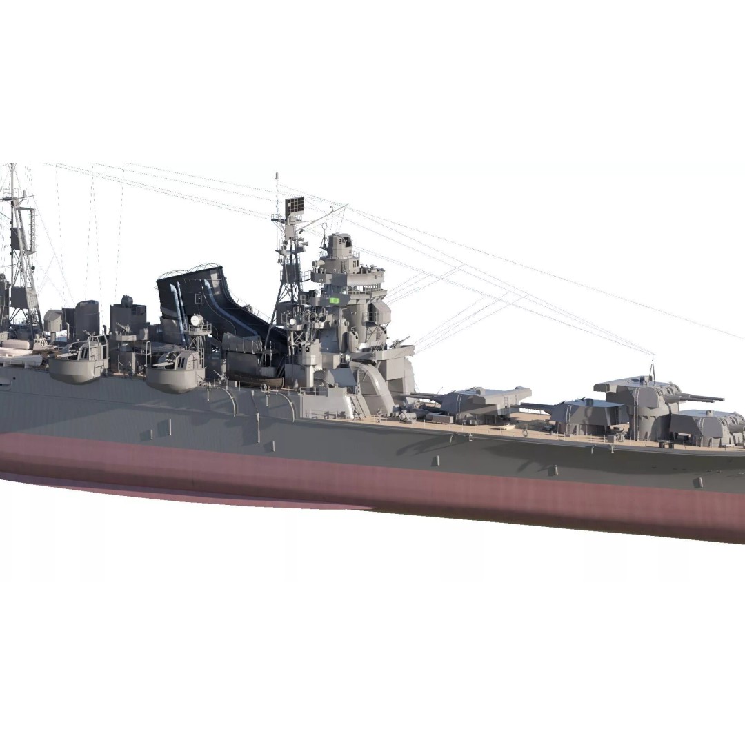 WW2 Japanese Navy Heavy Cruiser 3D Model – Detailed Military Vessel, OBJ, FBX - View 4