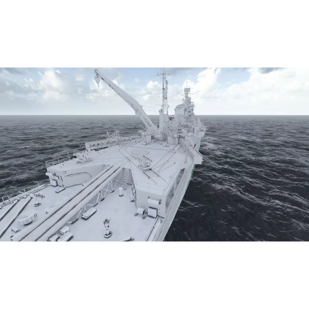 WW2 Japanese Navy Heavy Cruiser 3D Model – Detailed Military Vessel, OBJ, FBX - View 44