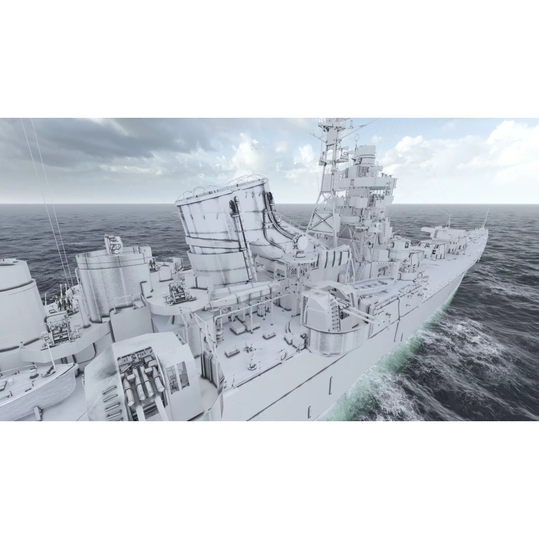 WW2 Japanese Navy Heavy Cruiser 3D Model – Detailed Military Vessel, OBJ, FBX - View 48