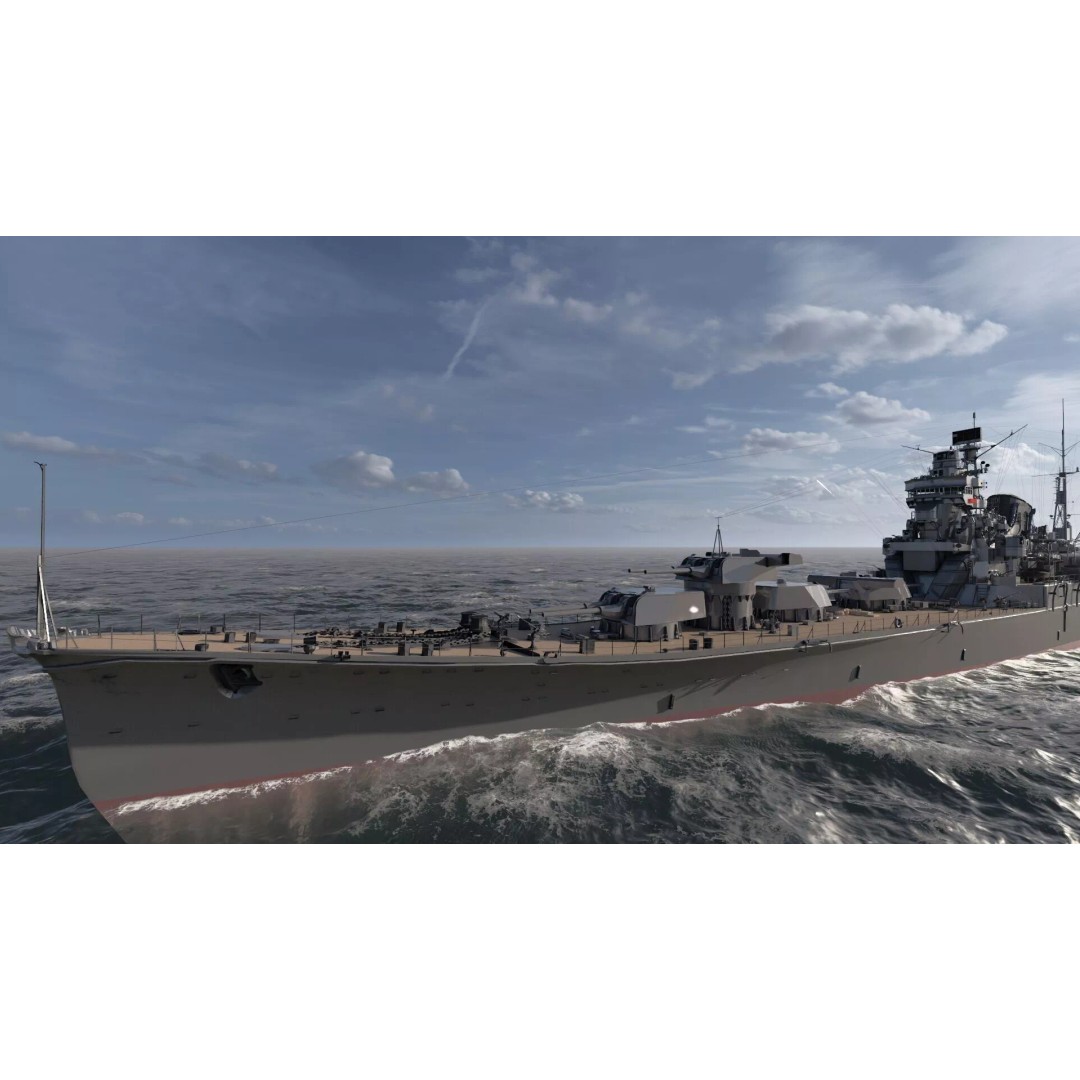 WW2 Japanese Navy Heavy Cruiser 3D Model – Detailed Military Vessel, OBJ, FBX - View 9