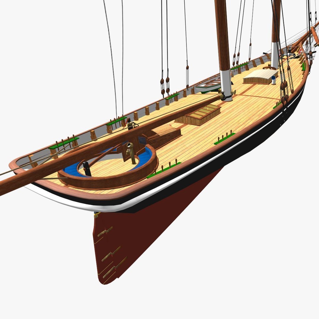 America Schooner 3D Model – Historic Vessel, Game-Ready FBX - View 14