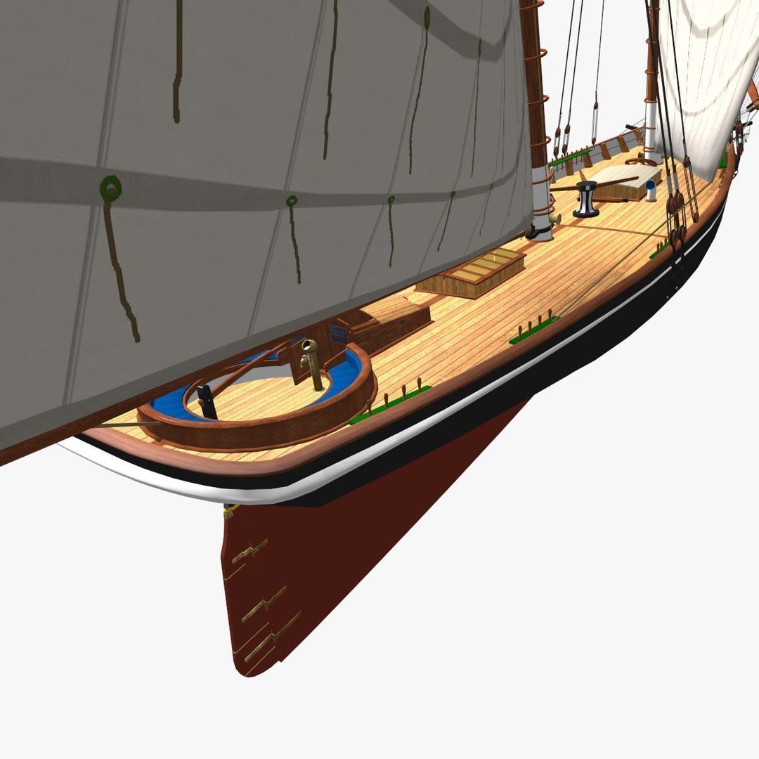 America Schooner 3D Model – Historic Vessel, Game-Ready FBX - View 15
