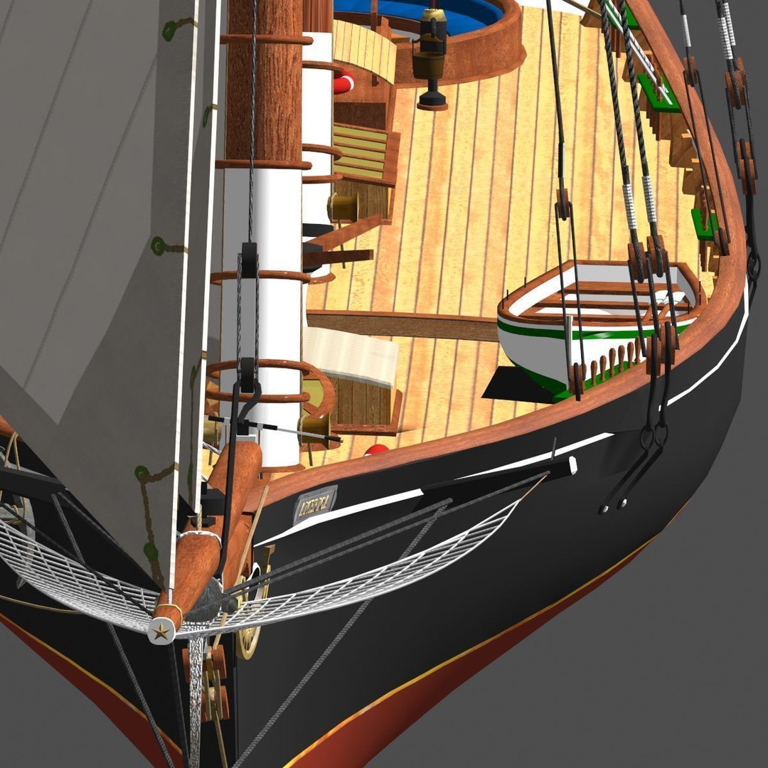 America Schooner 3D Model – Historic Vessel, Game-Ready FBX - View 17
