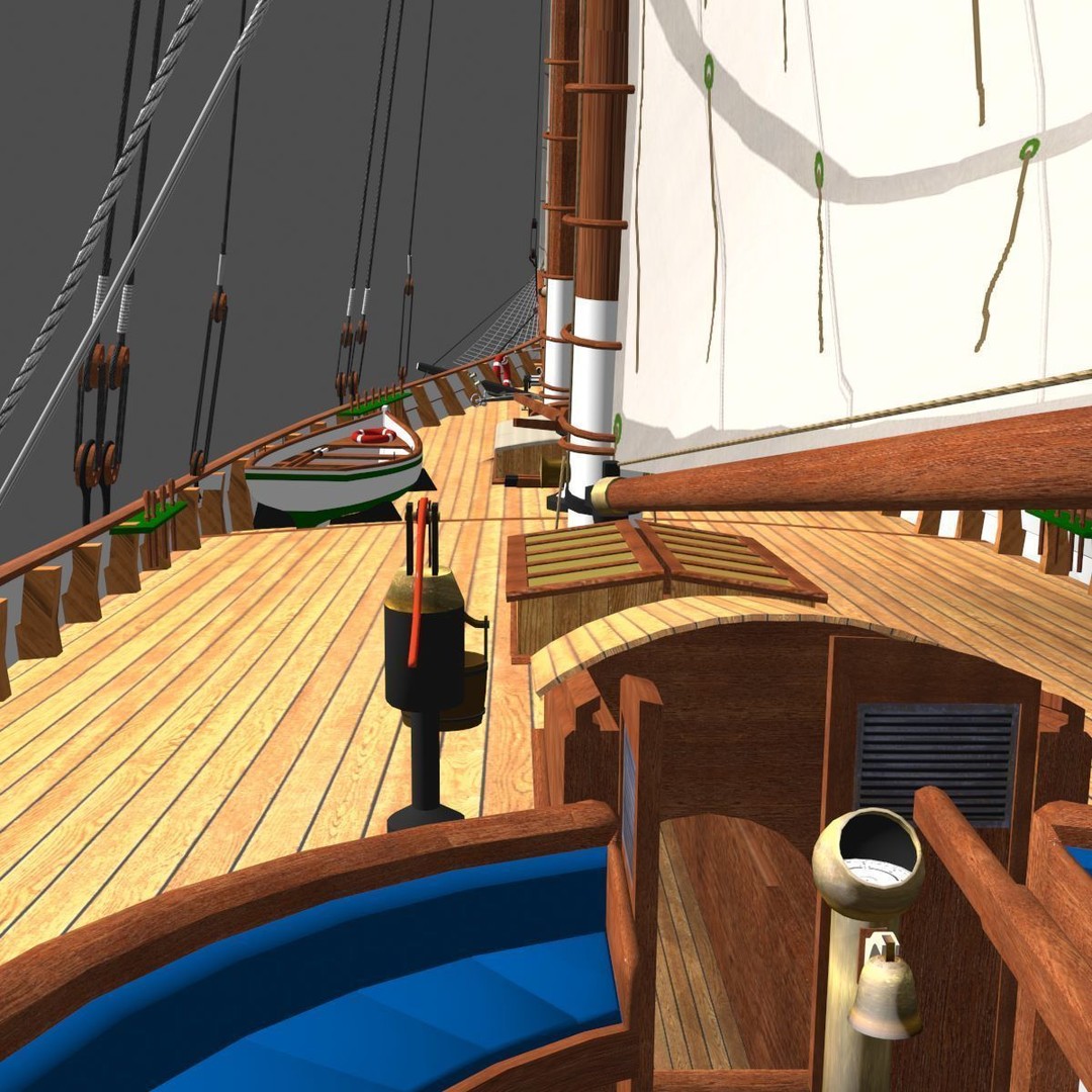 America Schooner 3D Model – Historic Vessel, Game-Ready FBX - View 19