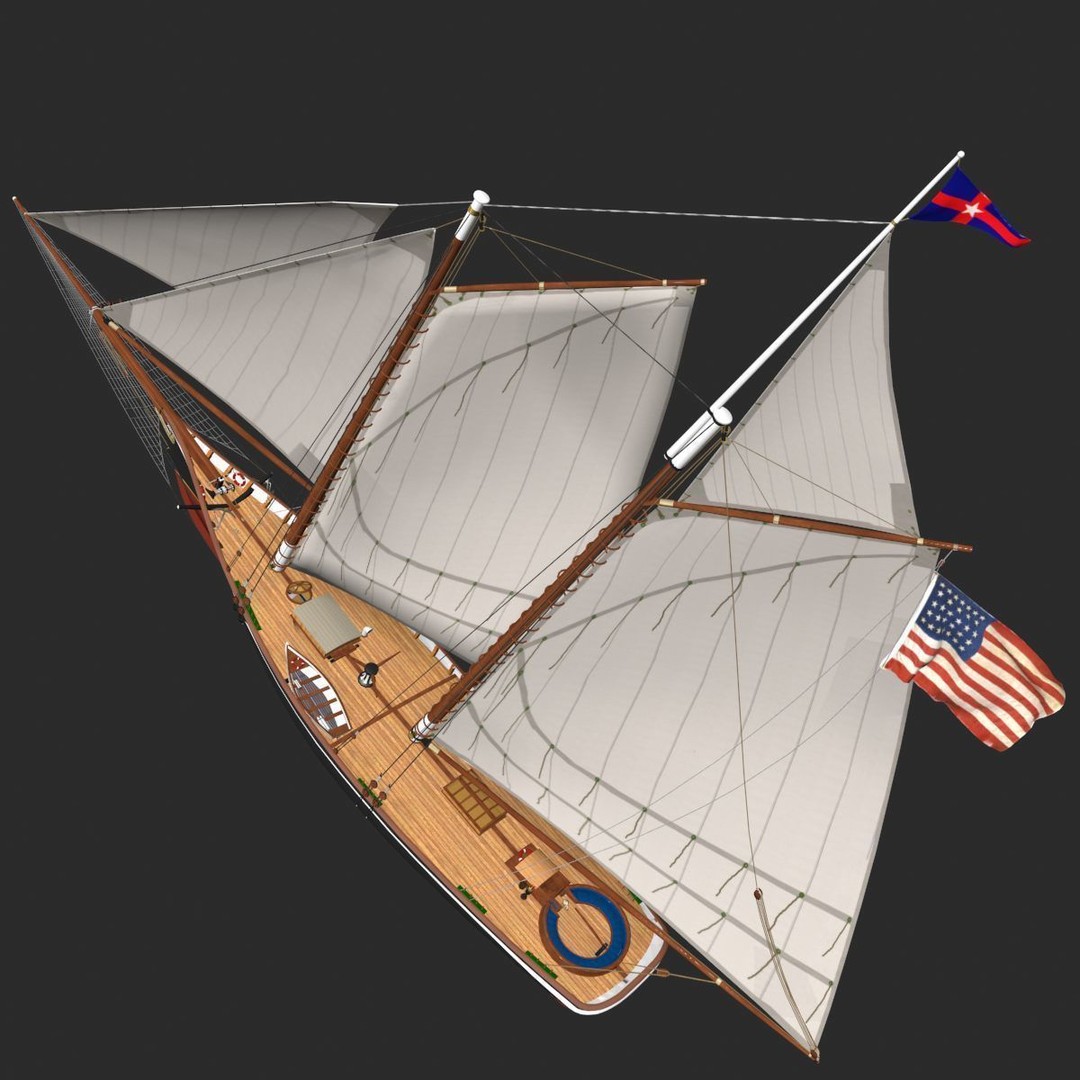 America Schooner 3D Model – Historic Vessel, Game-Ready FBX - View 21