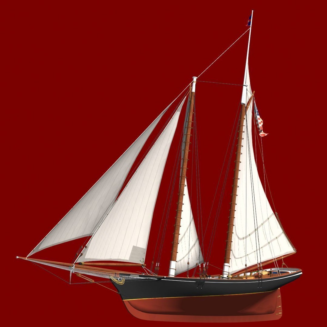 America Schooner 3D Model – Historic Vessel, Game-Ready FBX - View 4
