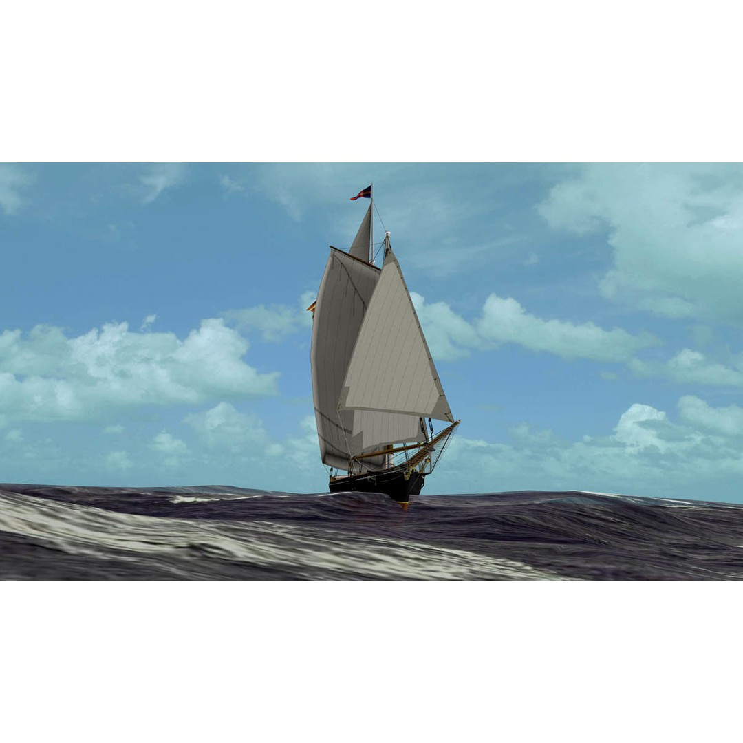 America Schooner 3D Model – Historic Vessel, Game-Ready FBX - View 5