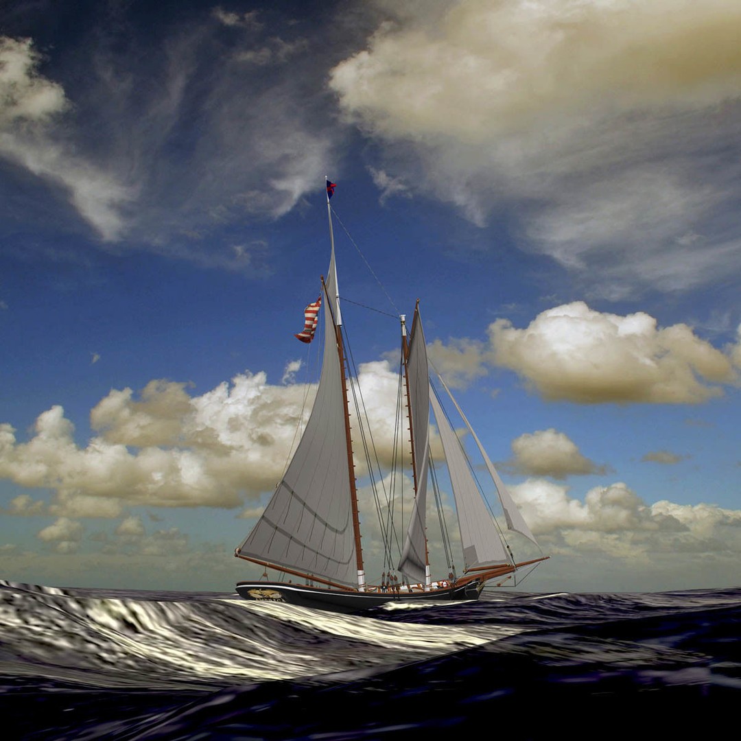 America Schooner 3D Model – Historic Vessel, Game-Ready FBX - View 6