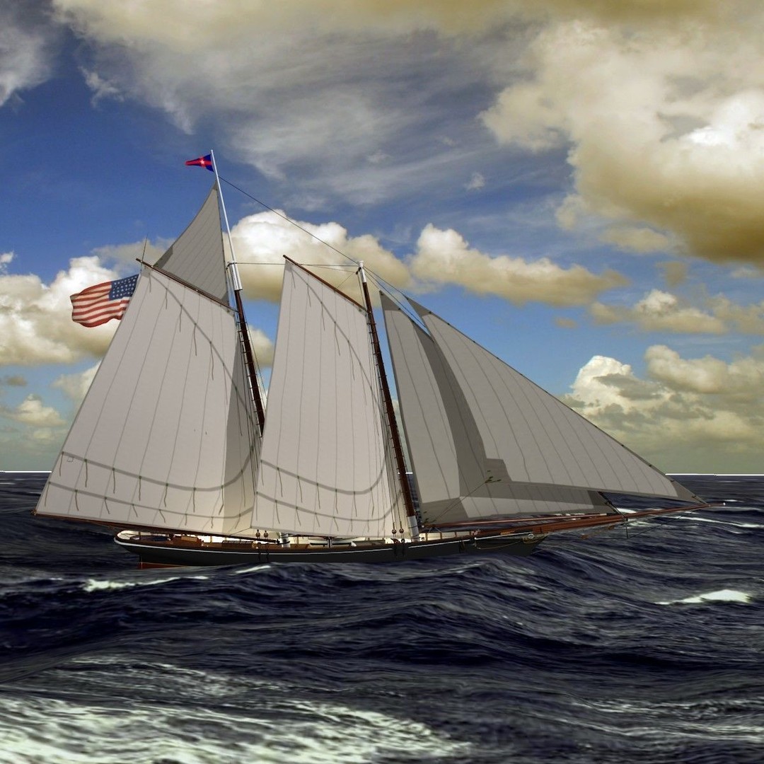 America Schooner 3D Model – Historic Vessel, Game-Ready FBX - View 8