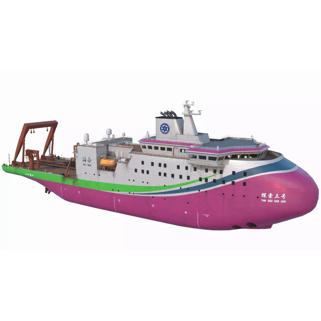 Scientific Research Ship 3D Model – High Poly PBR Asset, FBX - View 2