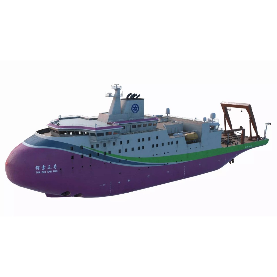 Scientific Research Ship 3D Model – High Poly PBR Asset, FBX - View 4