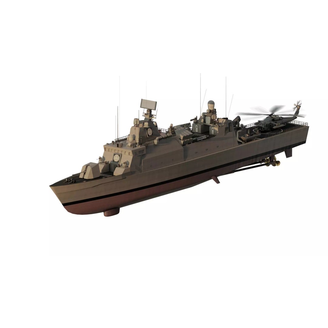 Navy Multirole Corvette 3D Model – Detailed Military Vessel, FBX, OBJ - View 2