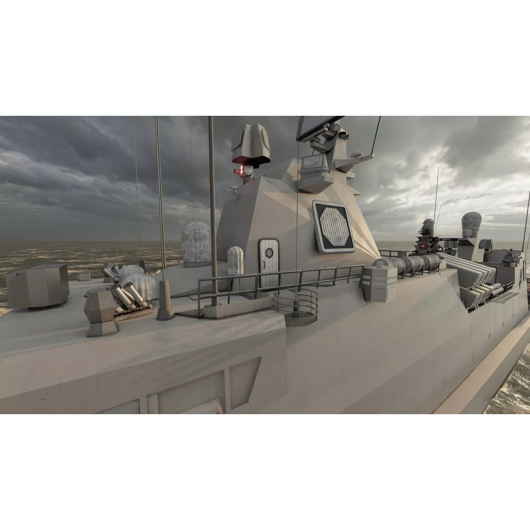 Navy Multirole Corvette 3D Model – Detailed Military Vessel, FBX, OBJ - View 23