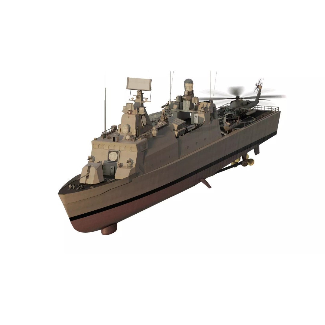 Navy Multirole Corvette 3D Model – Detailed Military Vessel, FBX, OBJ - View 3