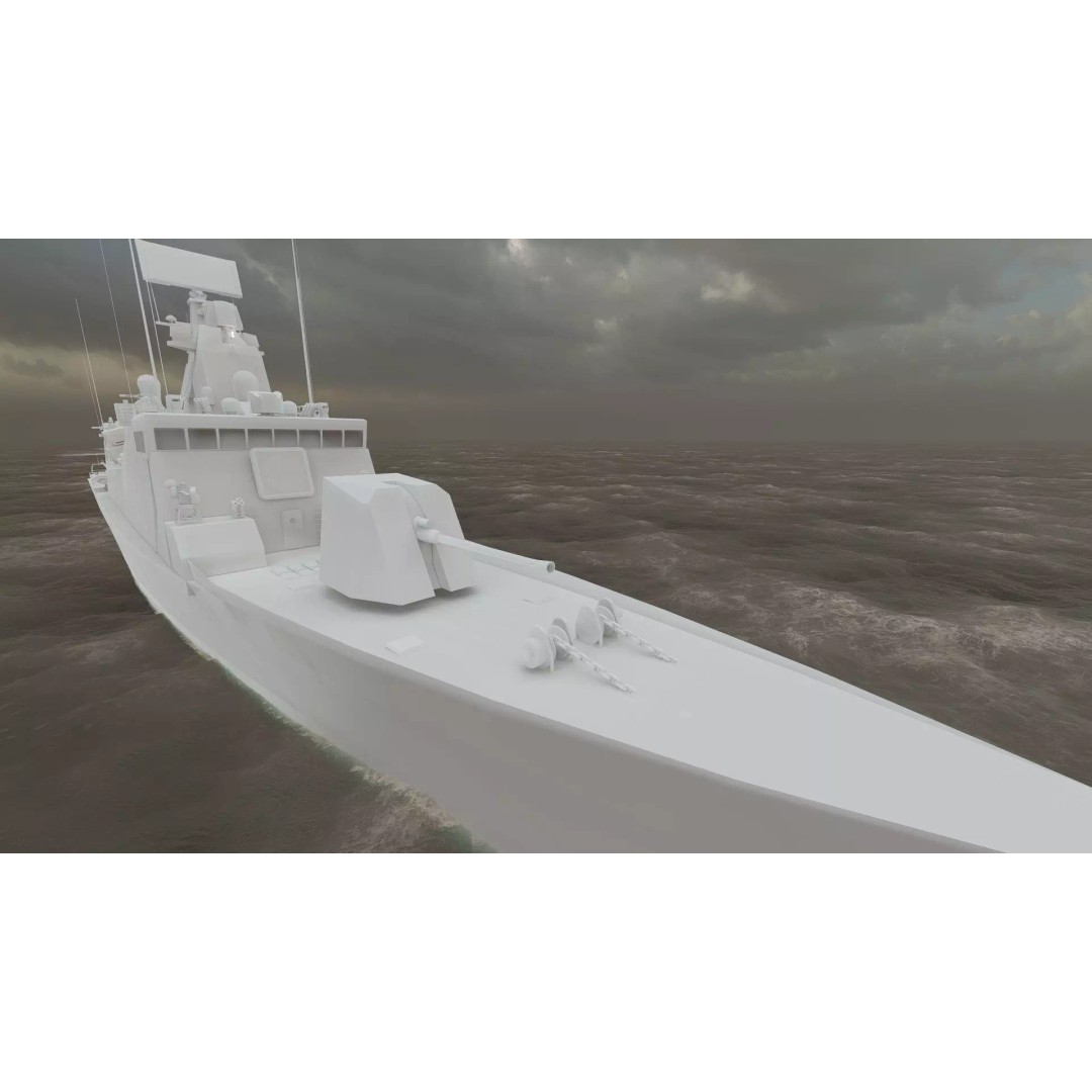 Navy Multirole Corvette 3D Model – Detailed Military Vessel, FBX, OBJ - View 41