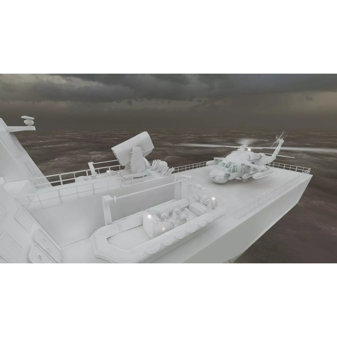 Navy Multirole Corvette 3D Model – Detailed Military Vessel, FBX, OBJ - View 46