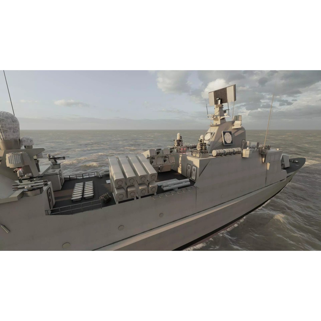 Navy Multirole Corvette 3D Model – Detailed Military Vessel, FBX, OBJ - View 9