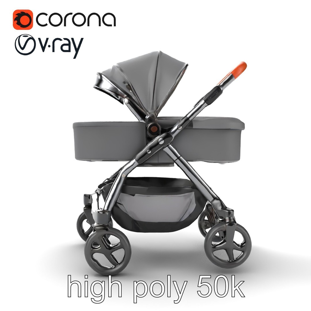 Convertible Stroller 3D Model – Low Poly PBR Asset for Games & Renders