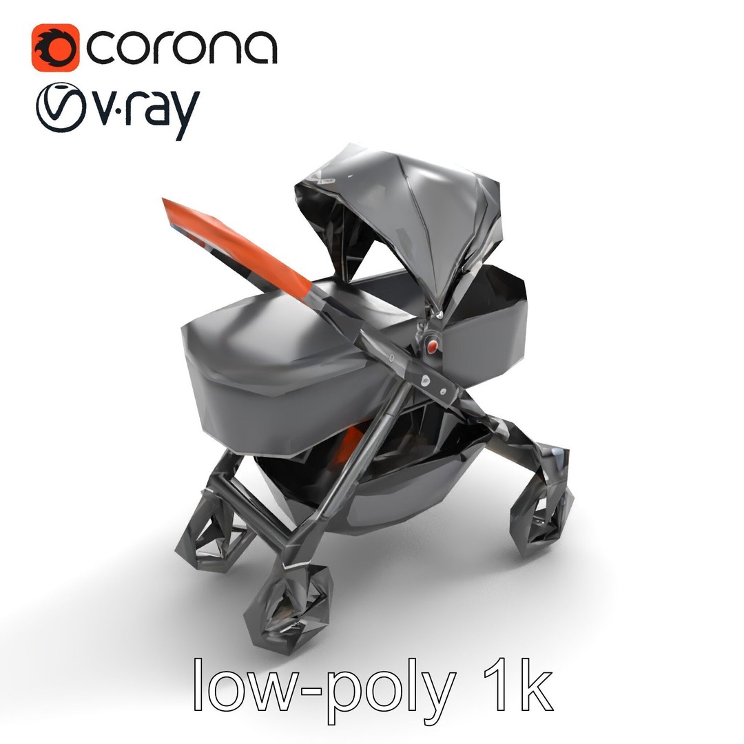 Convertible Stroller 3D Model – Low Poly PBR Asset for Games & Renders - View 10