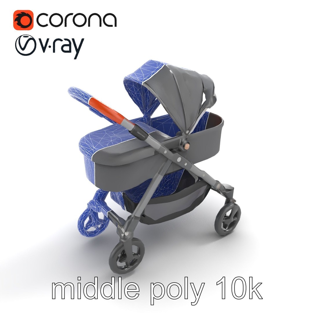 Convertible Stroller 3D Model – Low Poly PBR Asset for Games & Renders - View 12