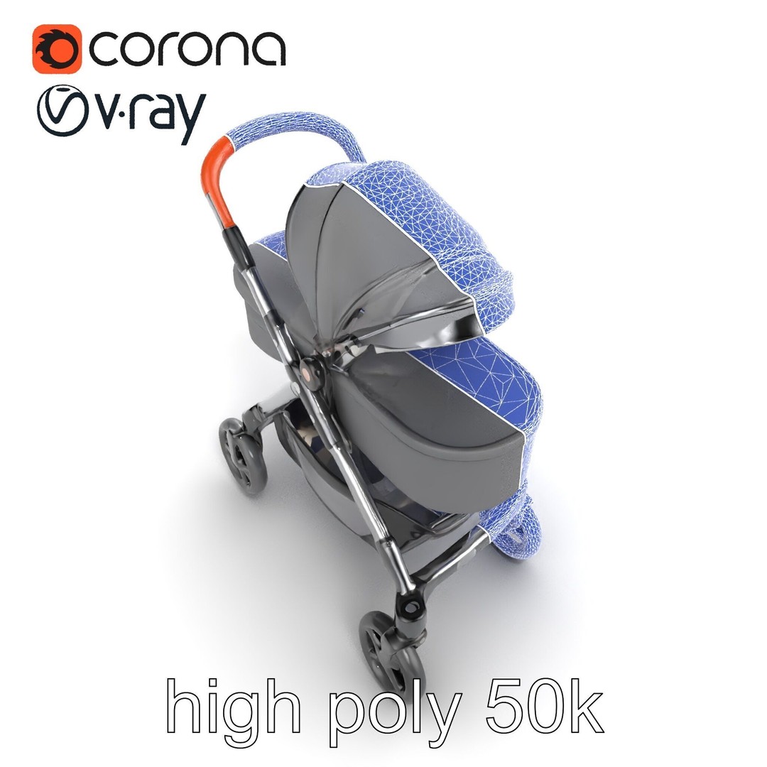 Convertible Stroller 3D Model – Low Poly PBR Asset for Games & Renders - View 13
