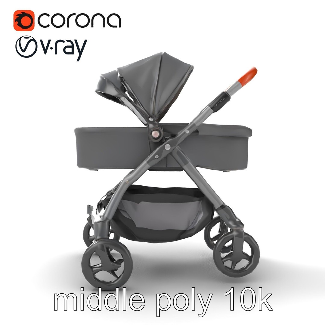 Convertible Stroller 3D Model – Low Poly PBR Asset for Games & Renders - View 14
