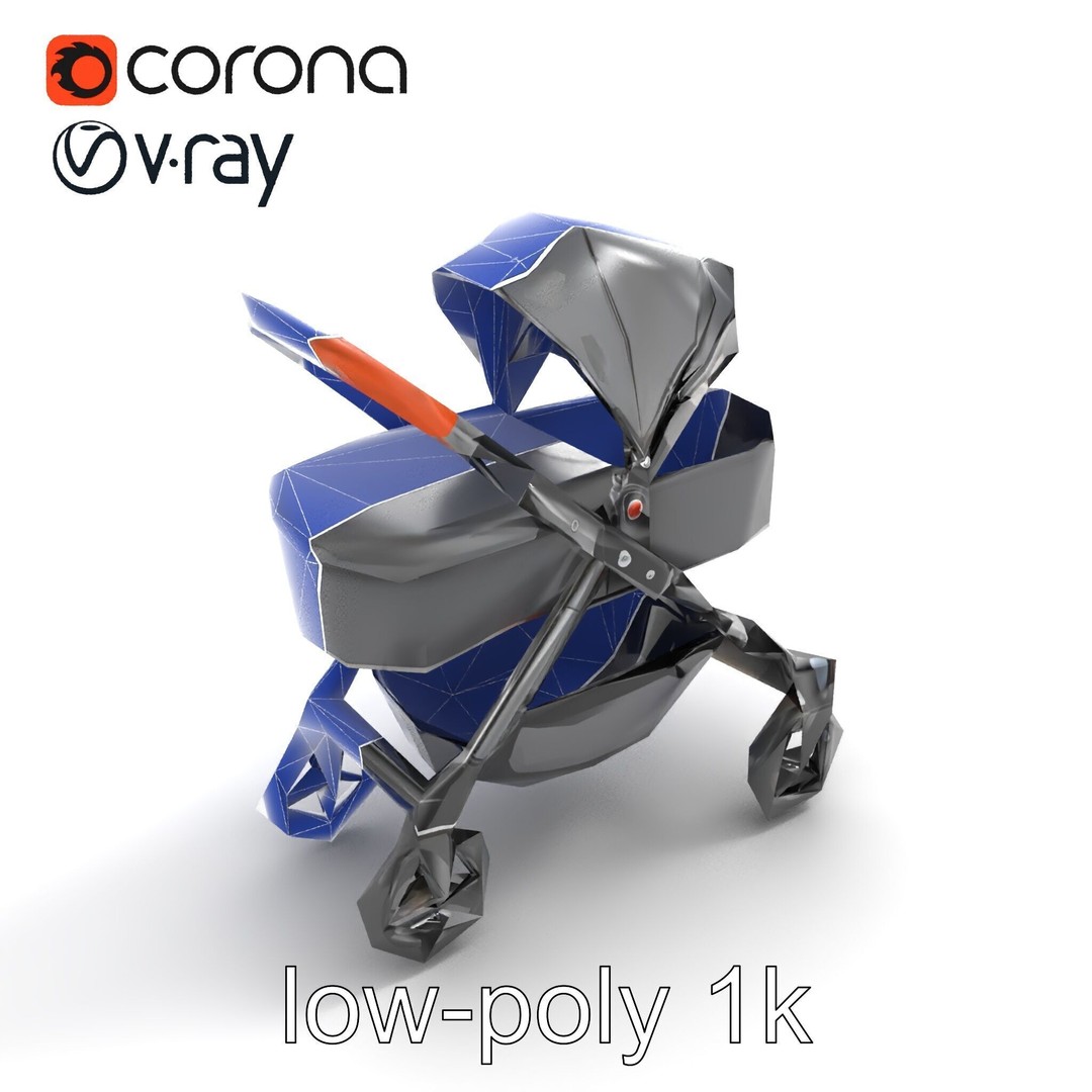 Convertible Stroller 3D Model – Low Poly PBR Asset for Games & Renders - View 16