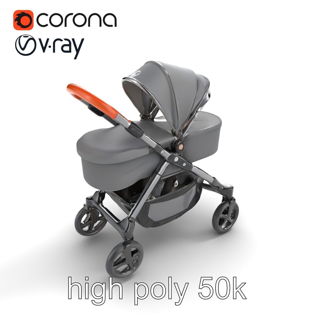 Convertible Stroller 3D Model – Low Poly PBR Asset for Games & Renders - View 17