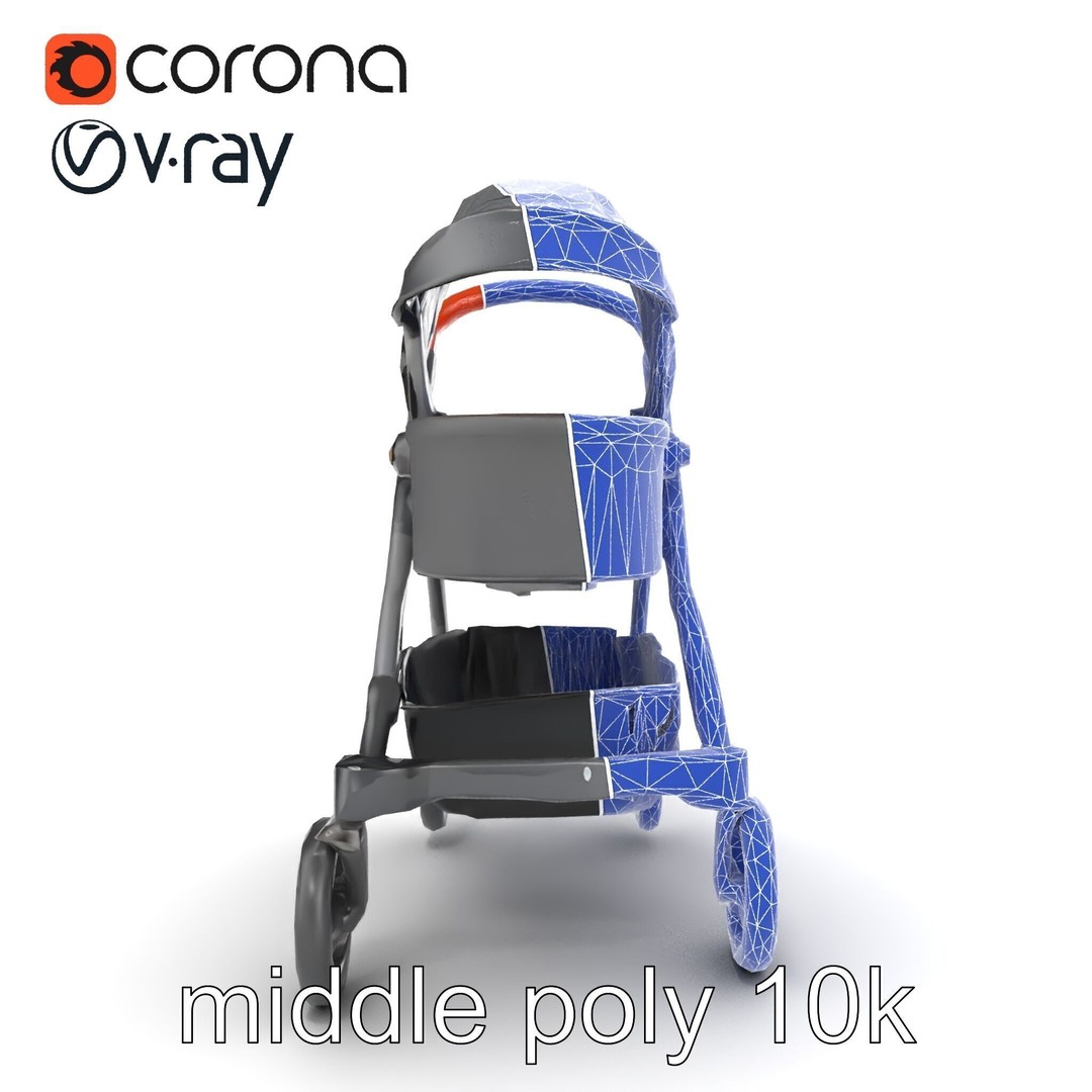 Convertible Stroller 3D Model – Low Poly PBR Asset for Games & Renders - View 19