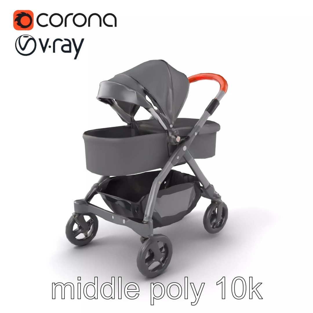 Convertible Stroller 3D Model – Low Poly PBR Asset for Games & Renders - View 2