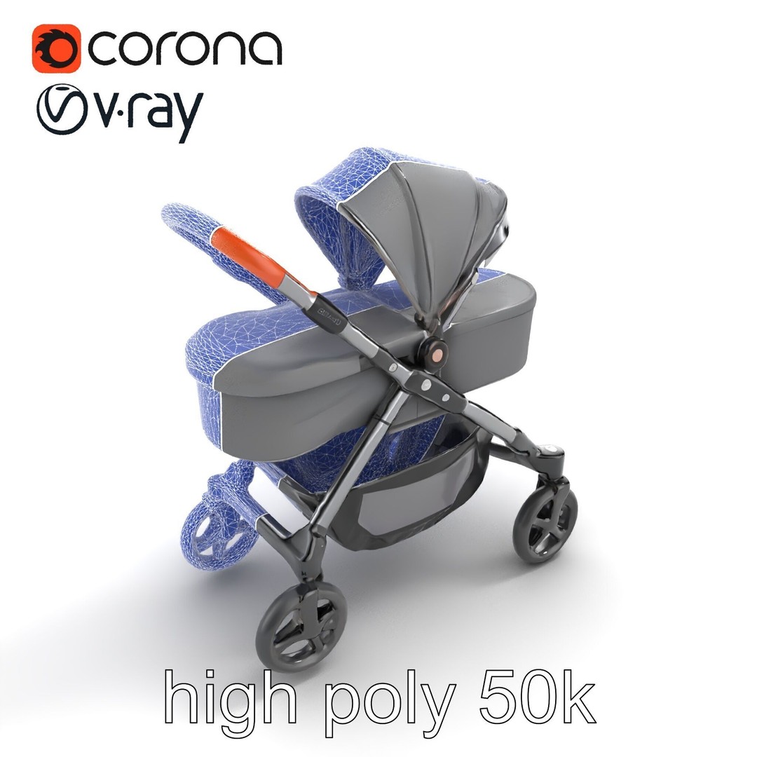 Convertible Stroller 3D Model – Low Poly PBR Asset for Games & Renders - View 20