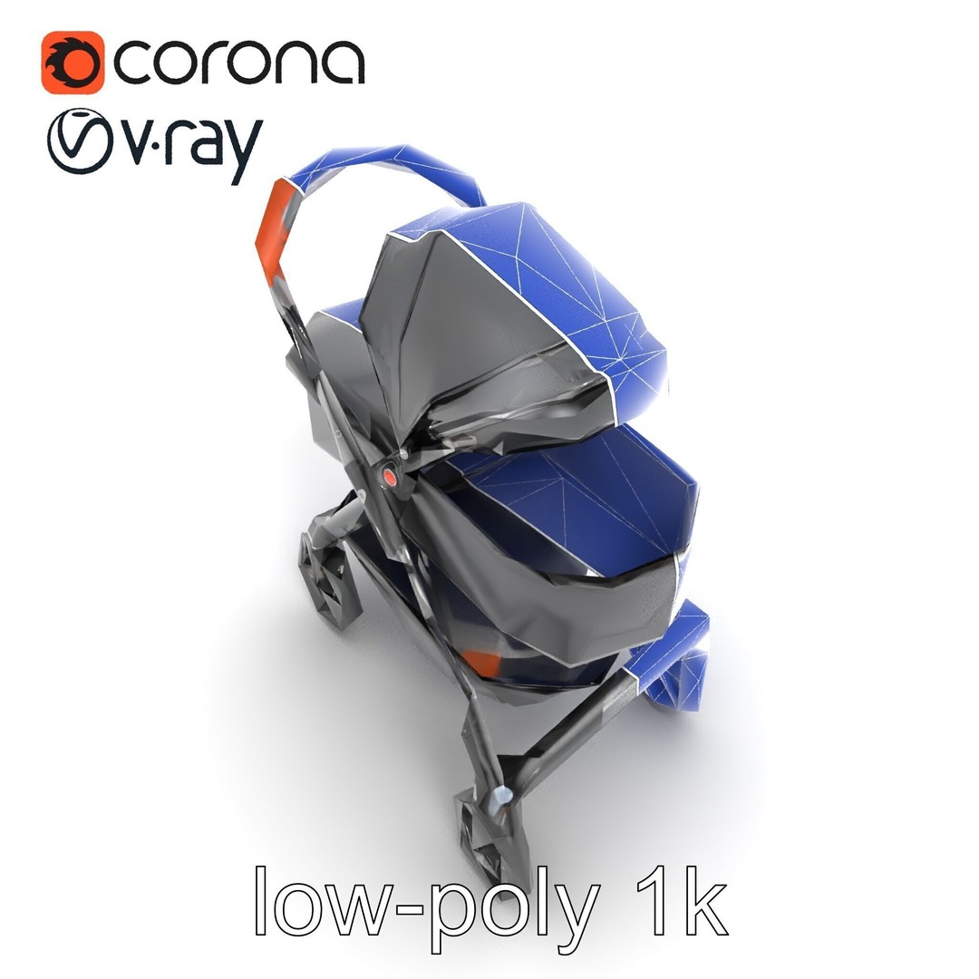 Convertible Stroller 3D Model – Low Poly PBR Asset for Games & Renders - View 24