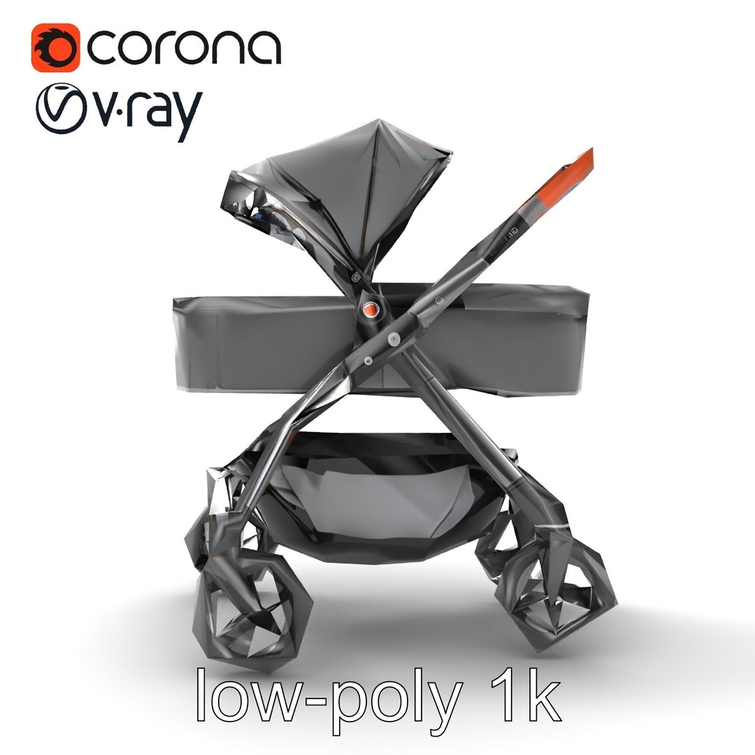 Convertible Stroller 3D Model – Low Poly PBR Asset for Games & Renders - View 25