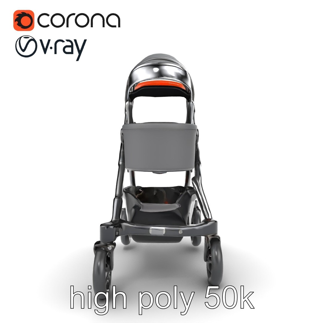 Convertible Stroller 3D Model – Low Poly PBR Asset for Games & Renders - View 26